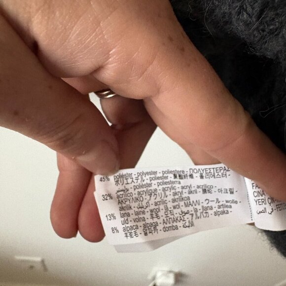 Zara Wool Alpaca Blend Oversized Soft Knit Sweater Dark Grey Charcoal Size Large - Picture 8 of 9